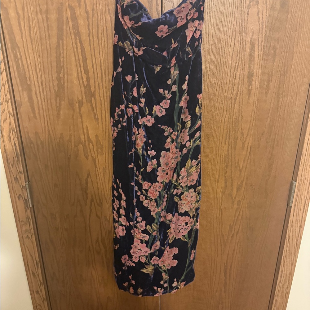 Lulu's Strapless Floral Dress - Navy and Pink